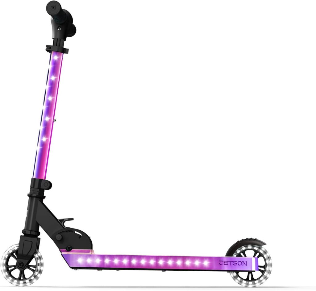 Amazon.com : Jetson Scooters - Jupiter Kick Scooter (Iridescent) - Collapsible Portable Kids Push Scooter - Lightweight Folding Design with High Visibility RGB Light Up LEDs on Stem, Wheels, and Deck : Sports  Outdoors