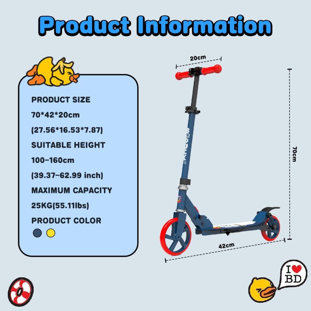 Amazon.com : Scooter for Kids Ages 4-12, Kick Scooter, Folding Scooter, Adjustable Height, Lightweight Durable All-Aluminum Frame Scooter, up to 150lbs（Blue : Sports  Outdoors