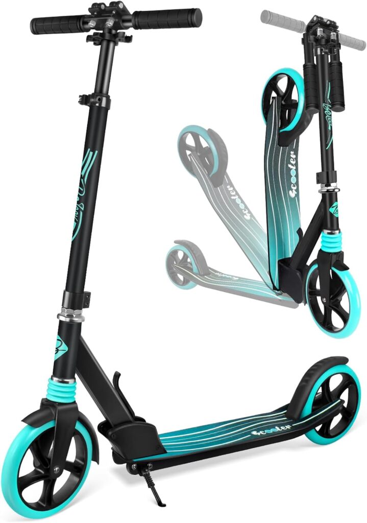 BELEEV V5 Scooters for Kids 6 Years and up, Folding Kick Scooter 2 Wheel for Adults Teens, 4 Adjustable Handlebar, 200mm Big Wheels, Lightweight Sports Commuter Scooter, Sturdy Frame, up to 245lbs