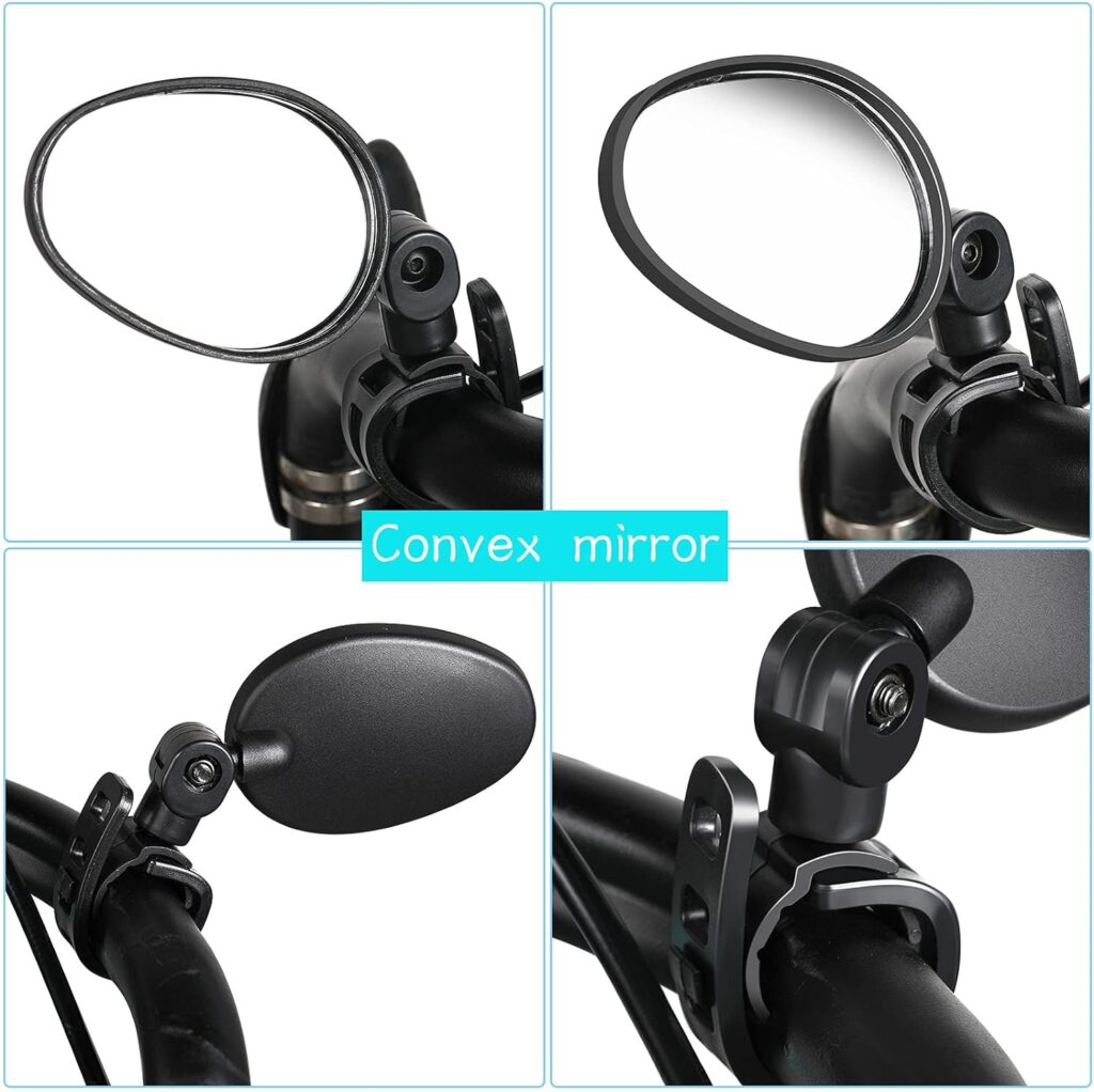 Bike Mirror 360 Degree Adjustable Safe Rotatable Handlebar Mirror Bicycle Mirror Cycling Rear View Mirror Shockproof Acrylic Convex Mirror Rearview Mirror for Mountain Road Bike(2 Pieces)