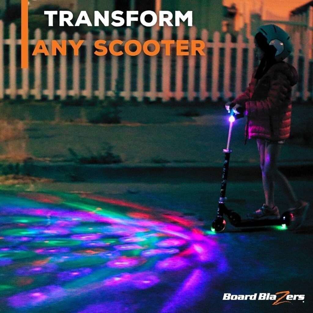 Board Blazers LED Disco Scooter Light - Perfect Scooter Accessories for Kids  Adults - Red/White/Blue LED Scooter Lights for Night Riding - Scooter Accessory, Christmas Gift Stocking Stuffer for Kids