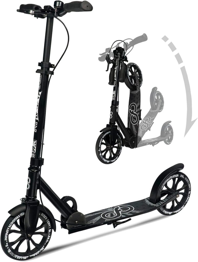 Crazy Skates Foldable Kick Scooter - Kick Scooters for Adults, Teens and Kids with Carrying Strap - Fast Folding, Adjustable Handlebars and Lightweight