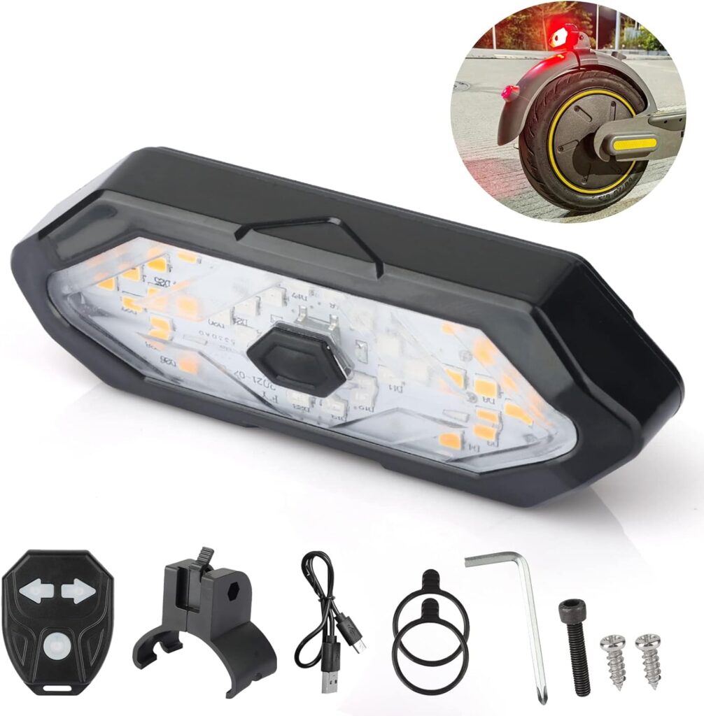 E Scooter Turn Signal,Remote Control Electric Scooter LED Blinker/Tail Light Compatible with Max G30/Ninebot/Segway Series Electric Scooter, Adjustable Direction Scooter Turn Signal Rechargeable