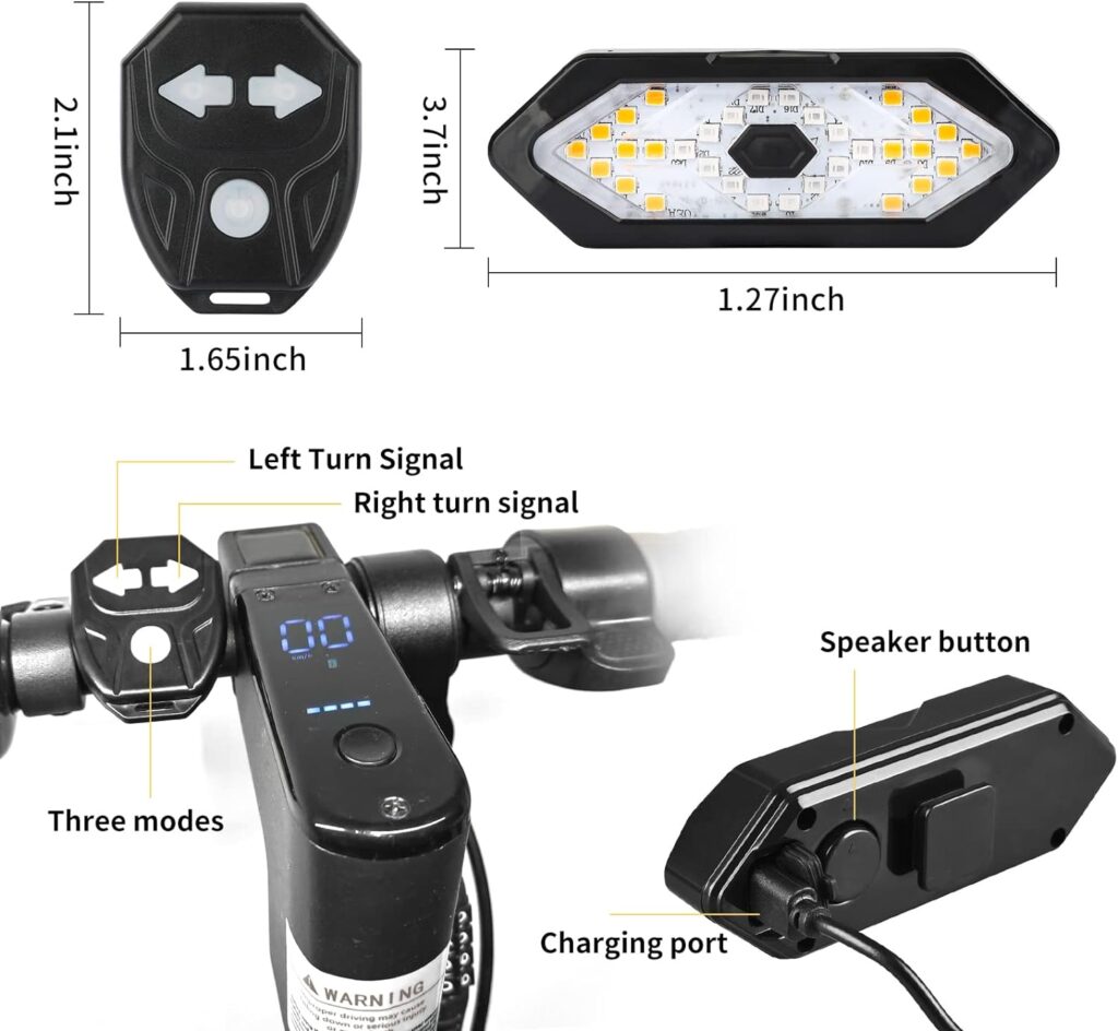 E Scooter Turn Signal,Scooter Bike Turn Signal/Blinker/Tail Light with Remote Control Compatible with XIAOMI M365/Pro2/1S Series E Scooter/Bike Blinker Adjustable Direction Rechargeable Accessories