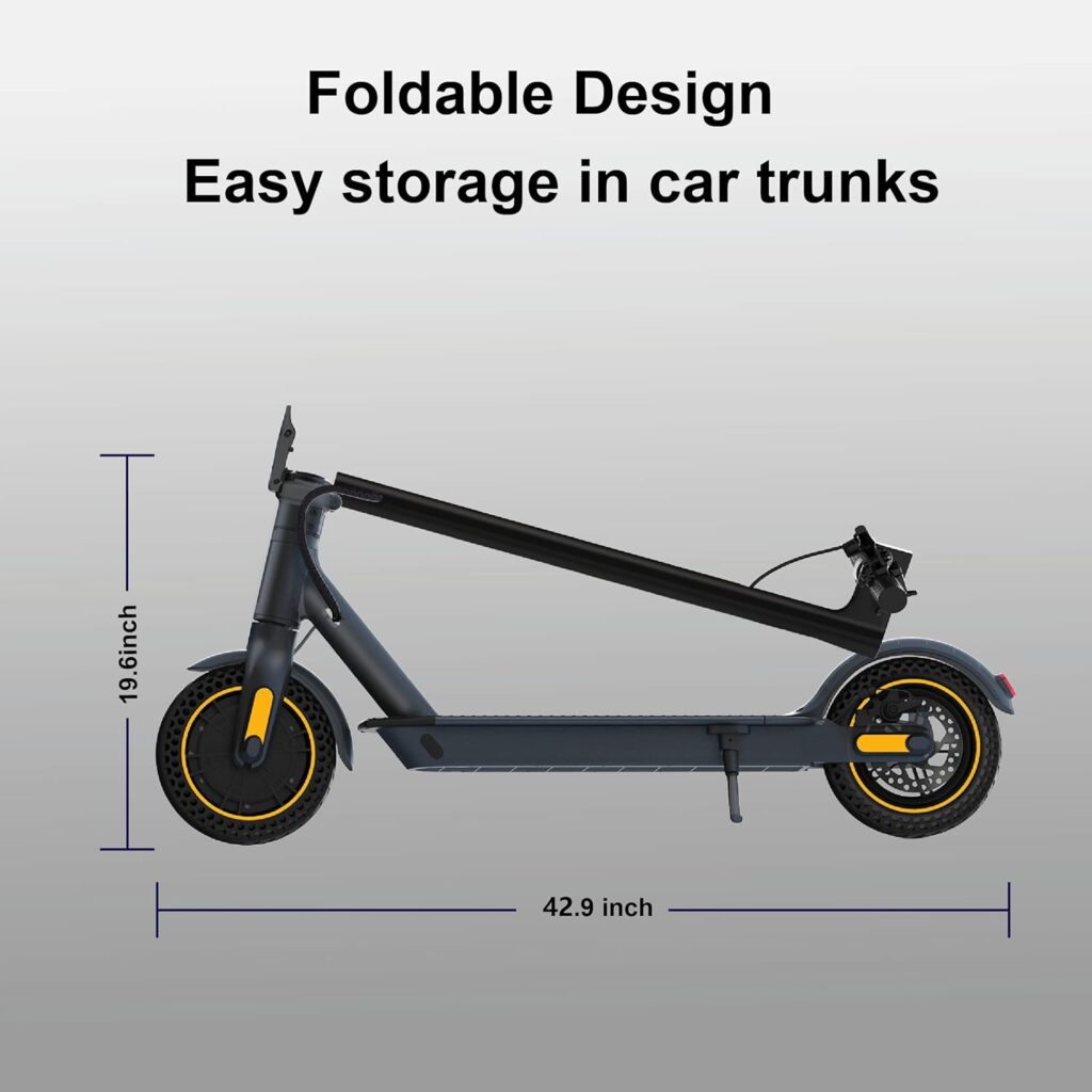 Electric Scooter 10 Solid Tires 600W Peak Motor Up to 20Miles Range and 19Mph Speed for Adults - Portable Folding Commuting Scooter with Double Braking System and App