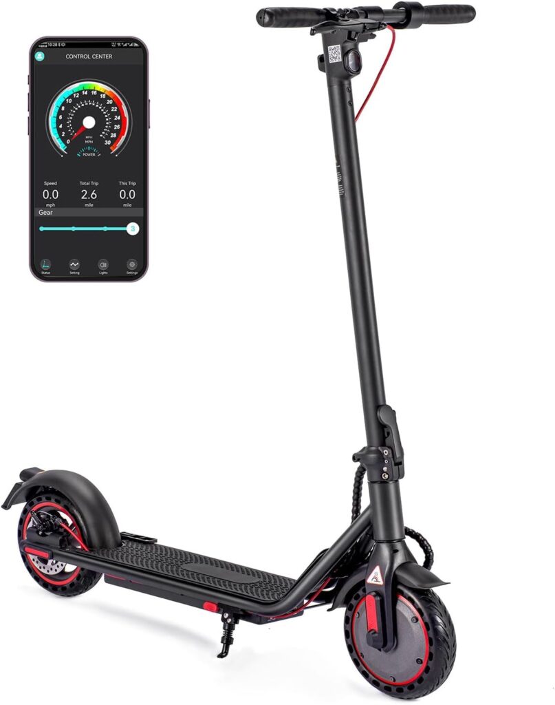 Electric Scooter for Adults, Up to 19 Miles Range, 19 Mph Folding Commute E-Scooter with 8.5 Solid Tires, Dual Braking System and App Control…