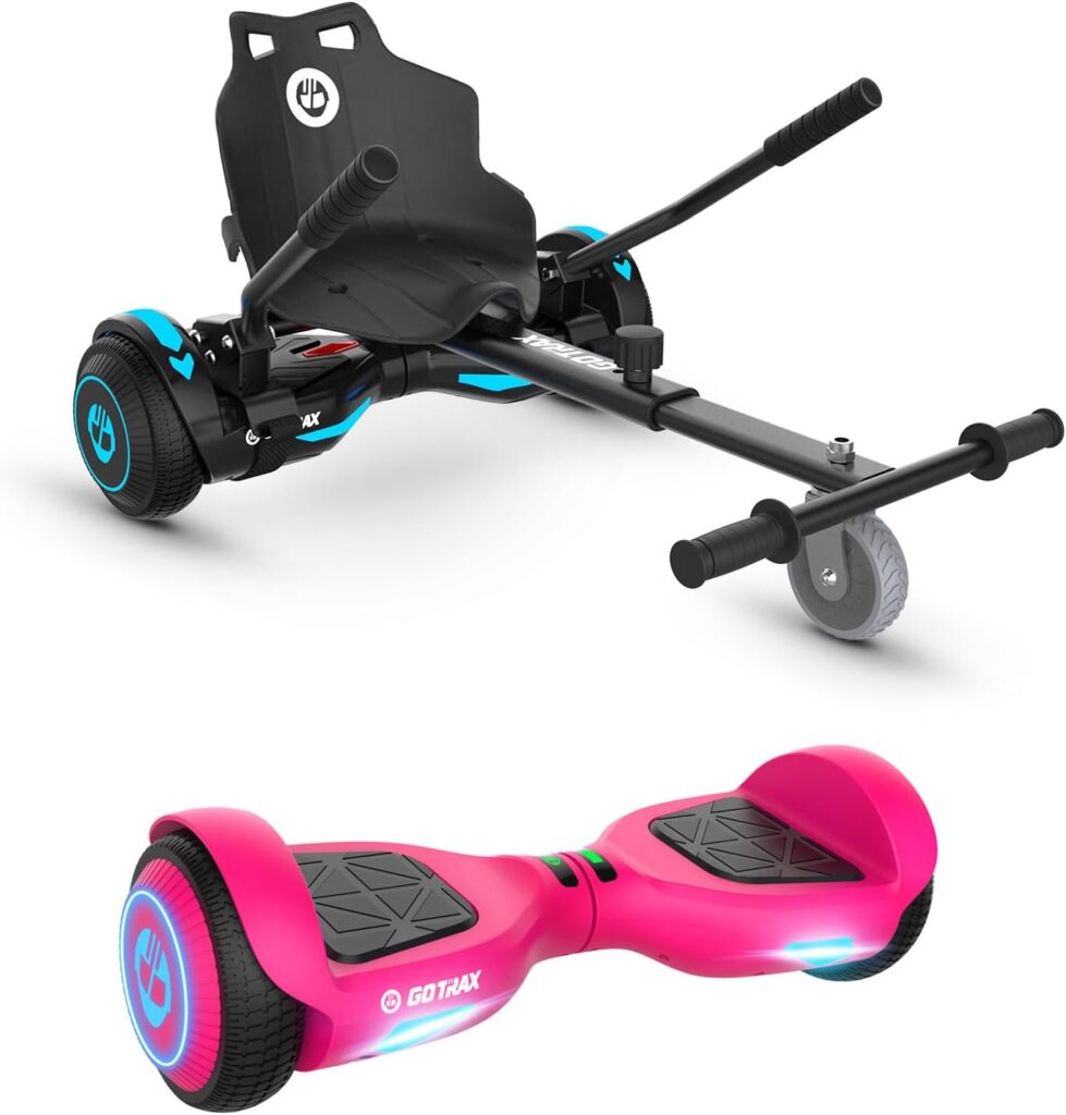 Gotrax EDGE Hoverboard with Go-Kart Seat Attachment Bundle, 6.5 LED Wheels  Headlight Self Balancing Scooter with 3.1 Miles Powered by Dual 200W Motor, Hover Board for 44-176lbs Kids Adults