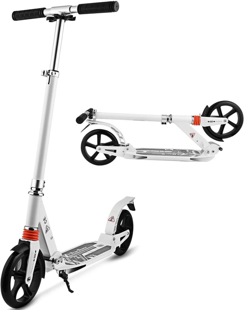 Hikole Scooters for Adults Teens, Kick Scooter with Adjustable Height Dual Suspension and Shoulder Strap 8 inches Big Wheels Scooter Smooth Ride Commuter Scooter Best Gift for Kids Age 10 Up