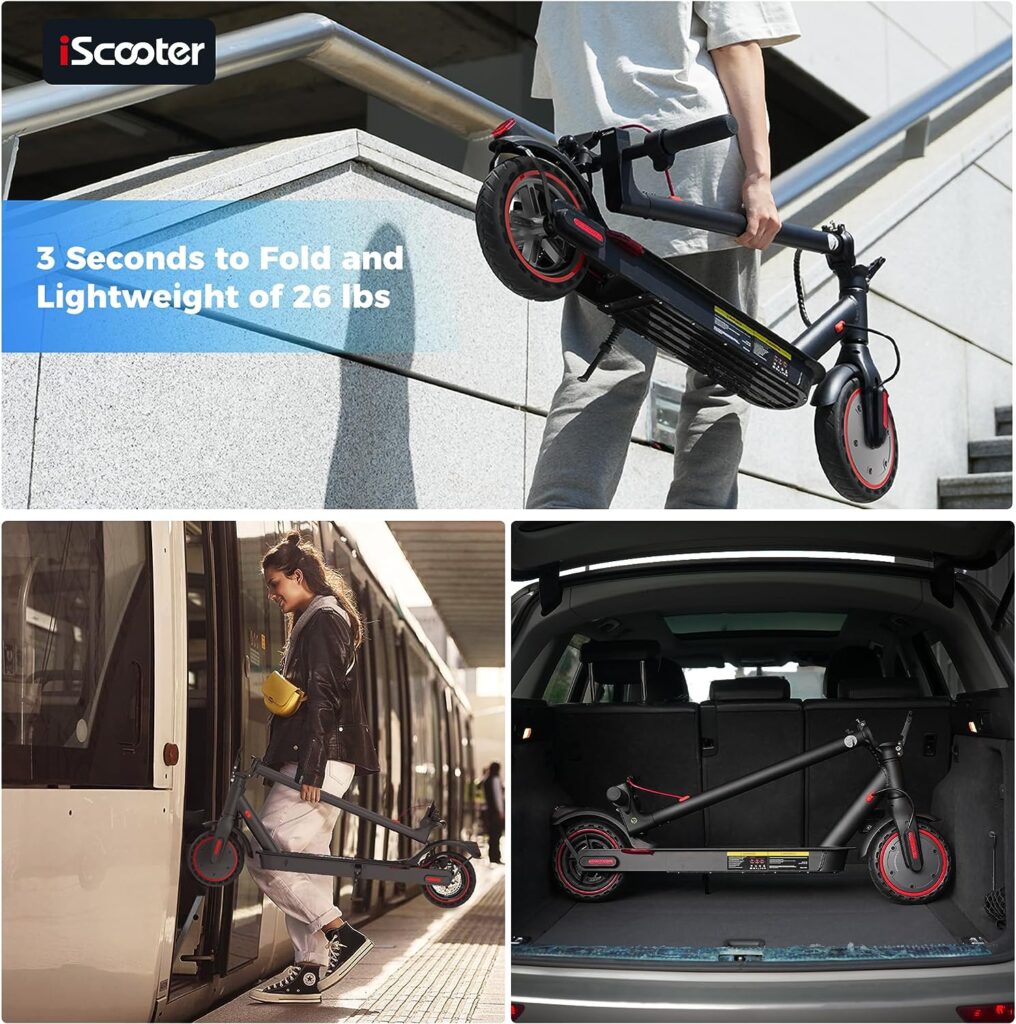 iScooter i9 Electric Scooter and Storage Bag for Adults and Teens, 15.6MPH, 18 Miles Range, 8.5 Solid Tires Commuting Scooter with U Lock