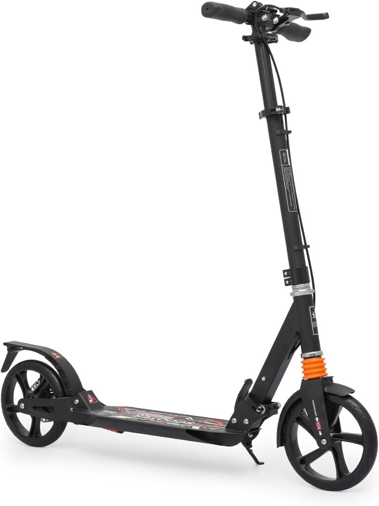 MADOG Kick Scooter for Kids Ages 6-12, Adjustable Height Handlebar and 8 Big Wheel Scooter for Stability, Foldable Kids Kick Scooter with Dual Breaking System and Anti-Shock Suspension, Up to 180 Lbs