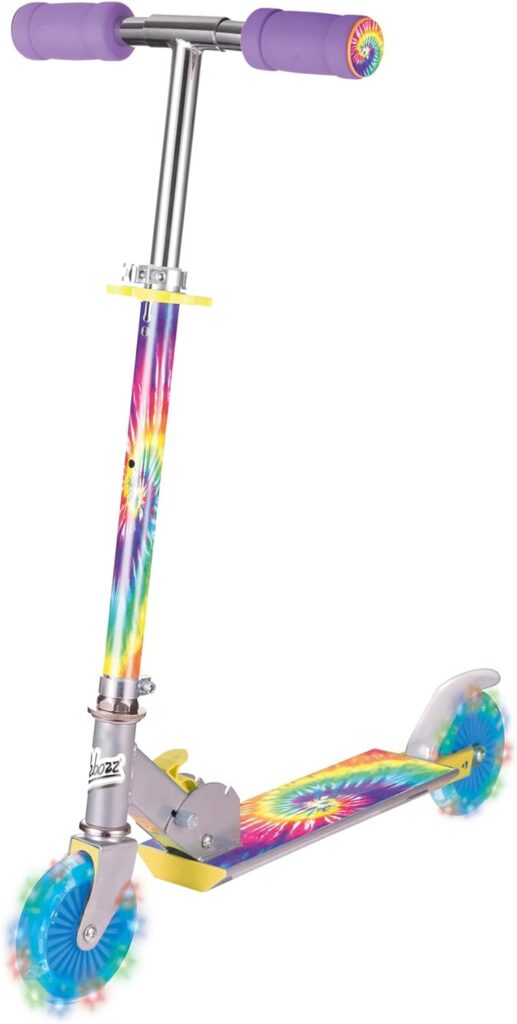 Ozbozz Tie Dye Foldable Scooter - Light UP Wheels - Ages 5 and up