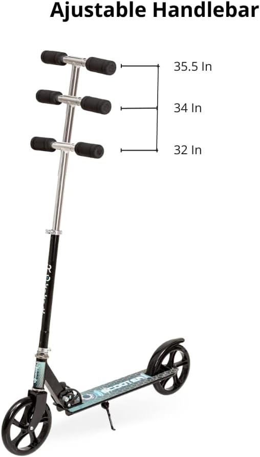 ROFFT - Youth/Adult Kick Urban Scooter Ideal to Move and Sporting, Foldable, 2 Wheels 8¨, Adjustable Height, Metal Rear Brake, Lightweight Aluminum T-Bar, Up to 200 Lbs, (White)