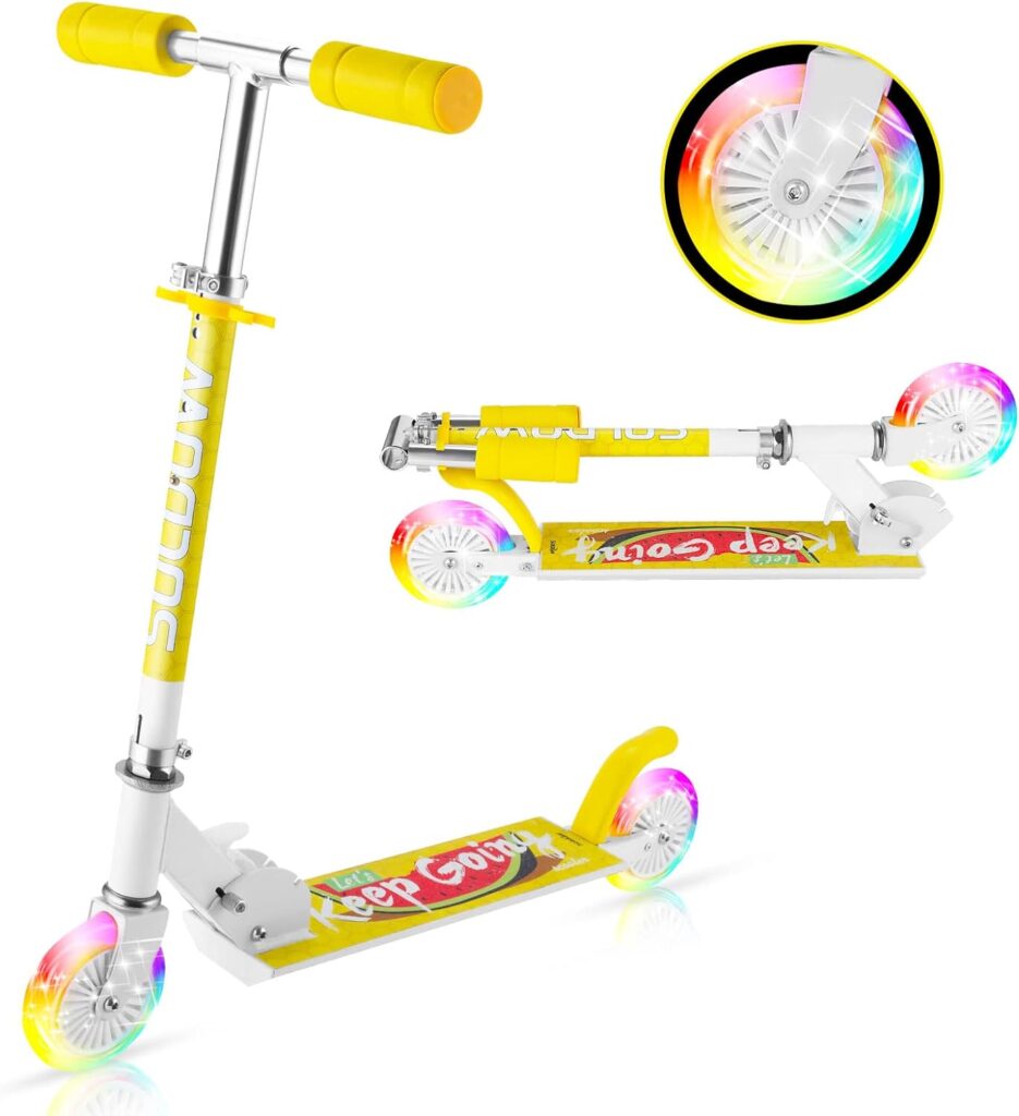 ZIFFY Kids Scooter Foldable Hand Brake Adjustable Heights 6-12 Boys Girls Lig