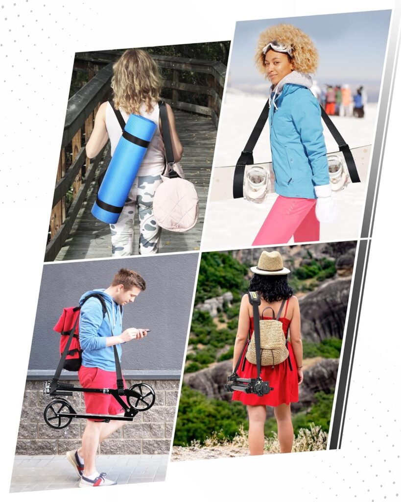 Scooter Shoulder Strap, 71-inch Carrying Scooter with Adjustable Carrying Strap and Extra-Thick Anti-Slip Shoulder, Scooter Strap for Electric Scooter, Bikes, Balance Bikes, Yoga Mat, Ski Board
