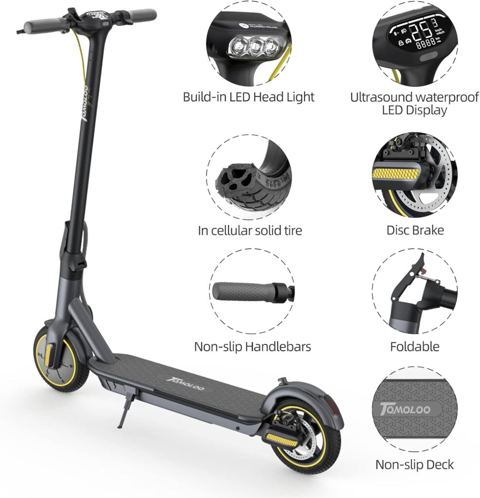 TOMOLOO Electric Scooter for Adults-8.5 Honeycomb Tires, Portable Folding Commuter, Double Shock Absorption,21.7 Miles Long-Range Battery E Scooters(UL Safety Certified)