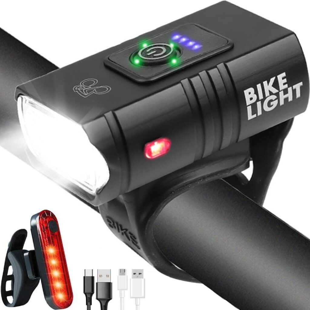 Victoper Bike Light, High Lumens Super Bright Bicycle Light, 6+4 Modes USB Rechargeable Bike Headlight  Tail Light Set, Waterproof Safety Bike Front  Rear Light for Road, Mountain, Night Riding