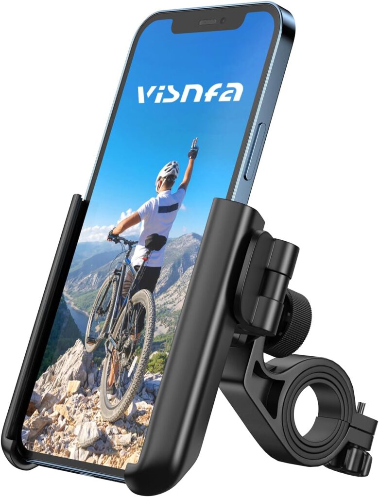 visnfa Upgraded Bike Phone Mount 360° Rotatable Universal Bicycle Motorcycle Scooter Bike Accessories Handlebar Phone Clip / Bike Phone Holder for Any Smartphones Between 3.5 and 7.0 inches