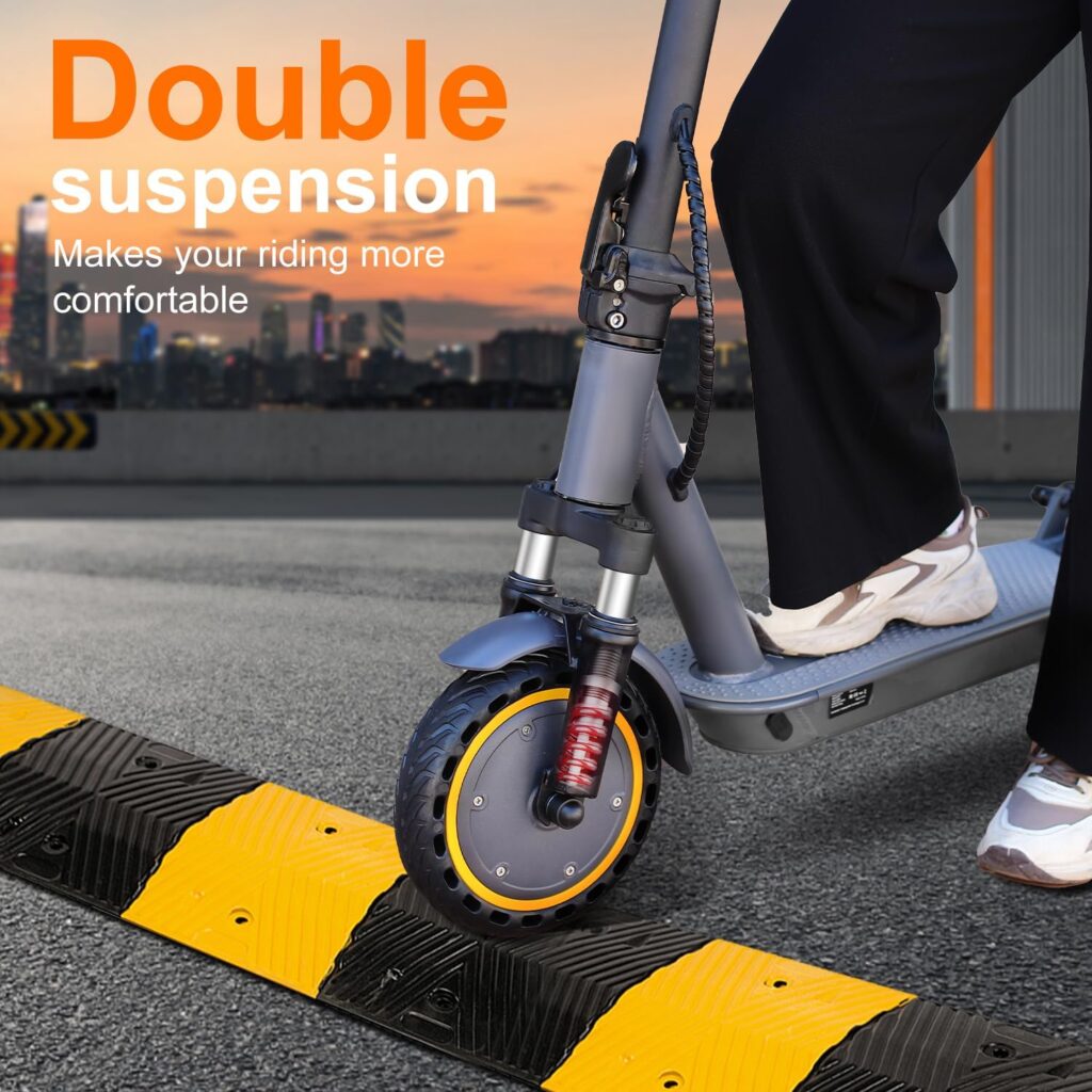 VOLPAM Electric Scooter with Dual Suspension and Turn Signals, 19 Mph Top Speed, 20 Miles Long-Range, 350W Motor, Portable Folding Commuting Scooter with Double Braking System and App