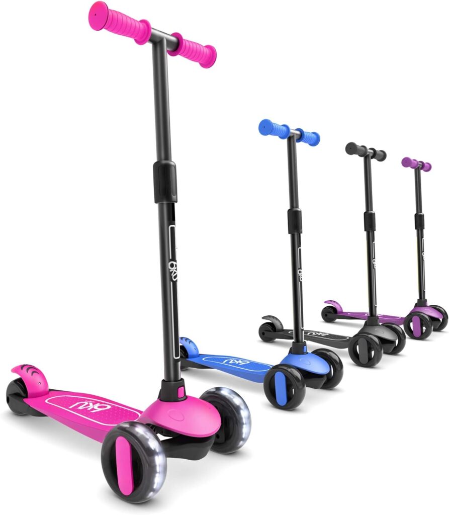 6KU Scooter for Kids Ages 3-5 with Flash Wheels, Kids Scooter 4 Adjustable Height, Toddler Scooter Extra-Wide PU LED Wheels, 3 Wheel Scooter for Kids for Girls  Boys Learn to Steer…