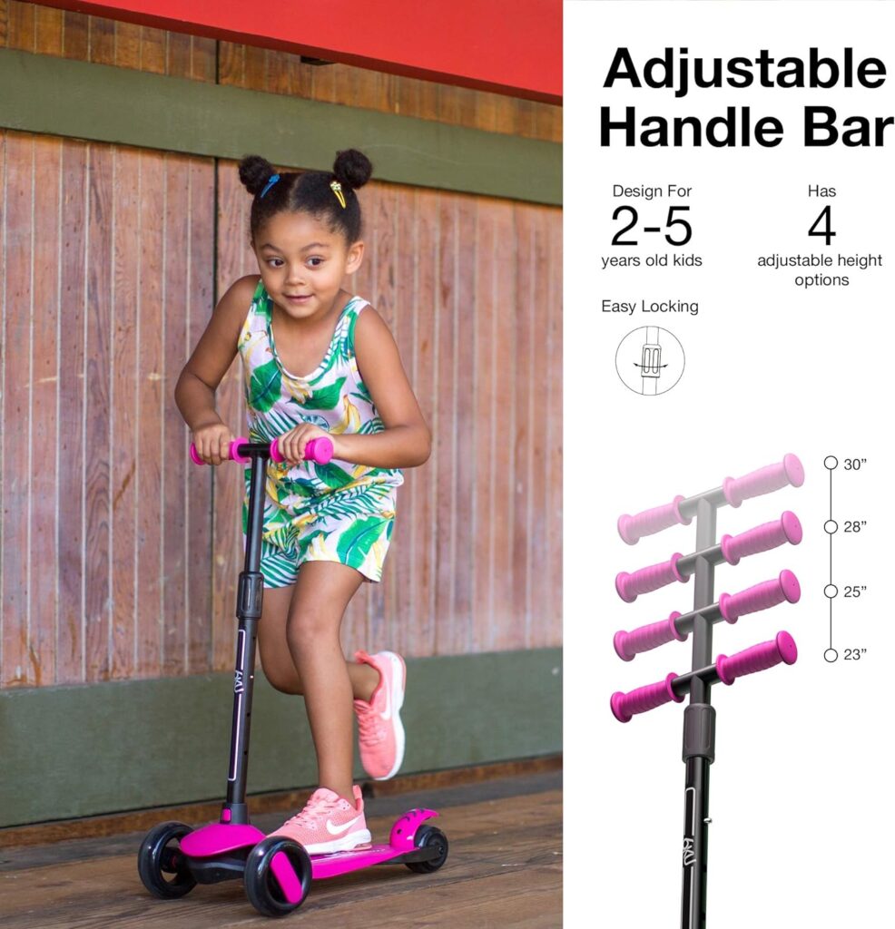 6KU Scooter for Kids Ages 3-5 with Flash Wheels, Kids Scooter 4 Adjustable Height, Toddler Scooter Extra-Wide PU LED Wheels, 3 Wheel Scooter for Kids for Girls  Boys Learn to Steer…