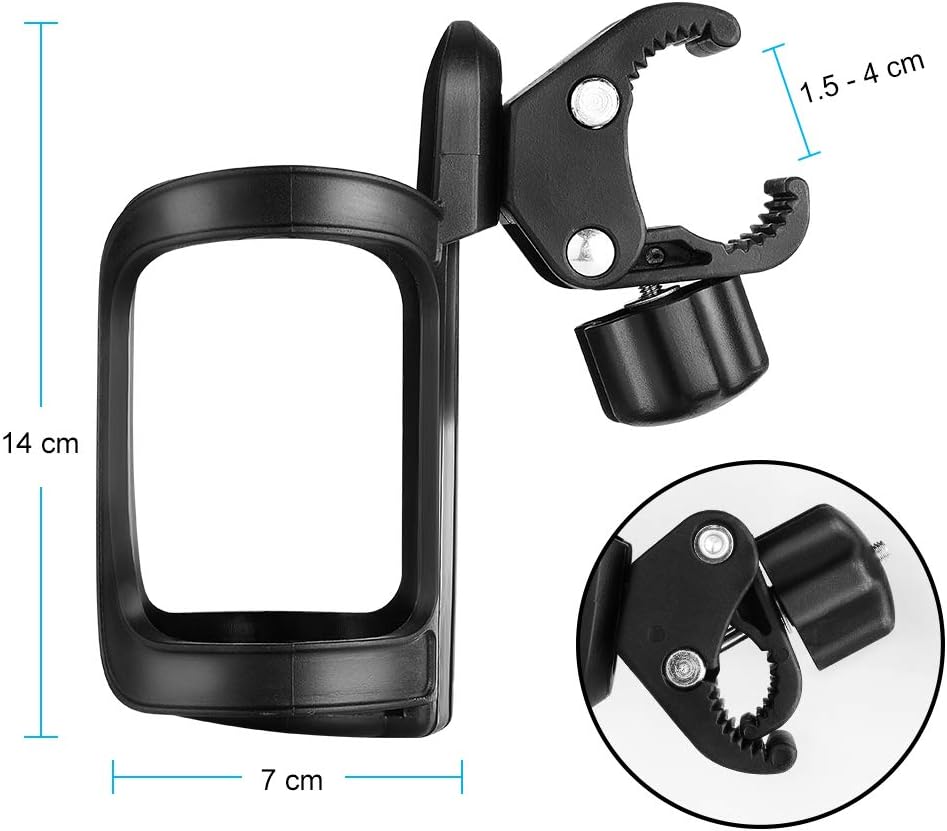 Accmor Stroller Cup Holder, Bike Cup Holder, Universal Cup Holder for Uppababy, Baby Jogger, Britax Strollers, 360 Degree Rotatable Cup Holder for Stroller, Bike, Wheelchair, Walker, Scooter, 1 Pack
