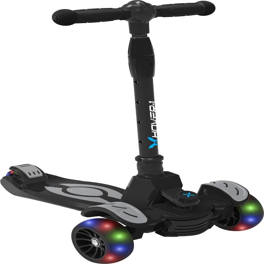 Amazon.com : Hover-1 Vivid Folding Kick Scooter for Kids (5+ Year Old) | Features Lean-to-Turn Axle, Solid PU Tires  Slim-Design, 110 LB Max Load Capacity, Safe, Black : Sports  Outdoors