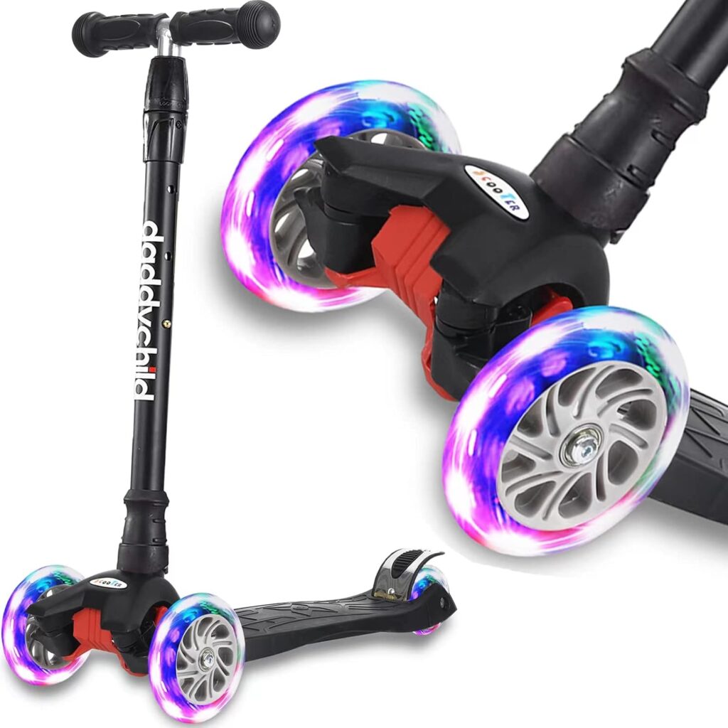 Amazon.com : Scooters for Kids 3 Wheel Kick Scooter for Toddlers Girls  Boys, 4 Adjustable Height, Lean to Steer, Extra-Wide Deck, Light Up Wheels for Children from 3 to 14 Years Old : Sports  Outdoors