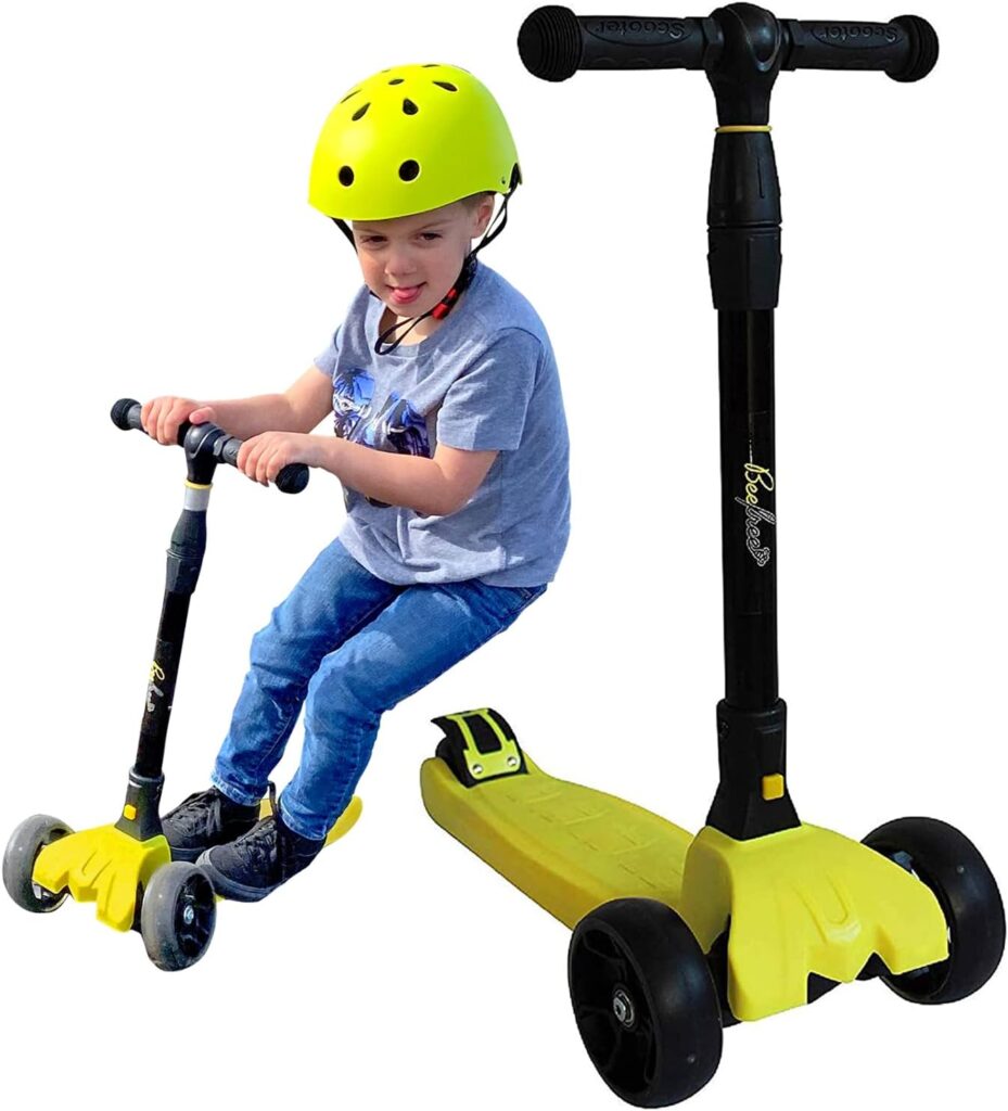 Bee Free Kick Scooter for Children, Teens and Adults, Adjustable Handlebars, Foldable Construction, Rear Foot Brake, Anti-Shock Suspension