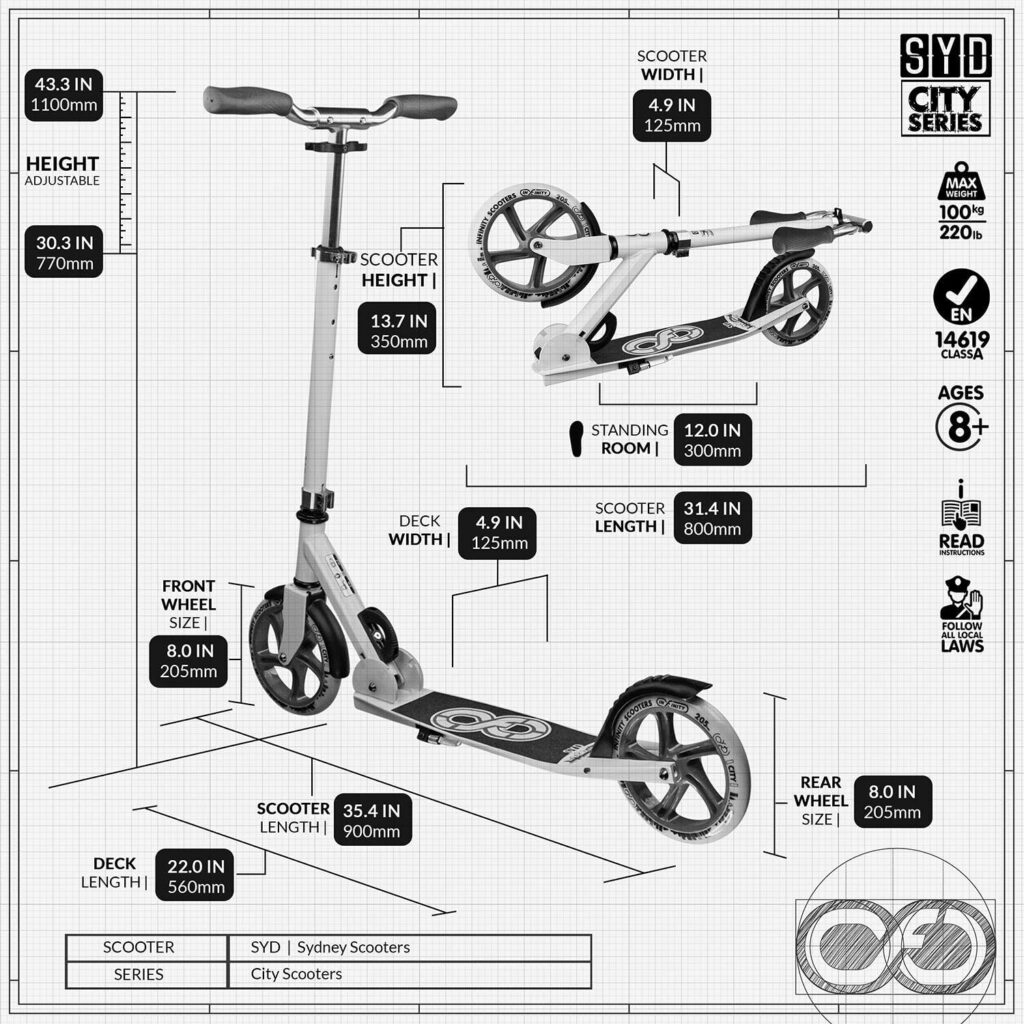 Crazy Skates Foldable Kick Scooter - Kick Scooters for Adults, Teens and Kids with Carrying Strap - Fast Folding, Adjustable Handlebars and Lightweight