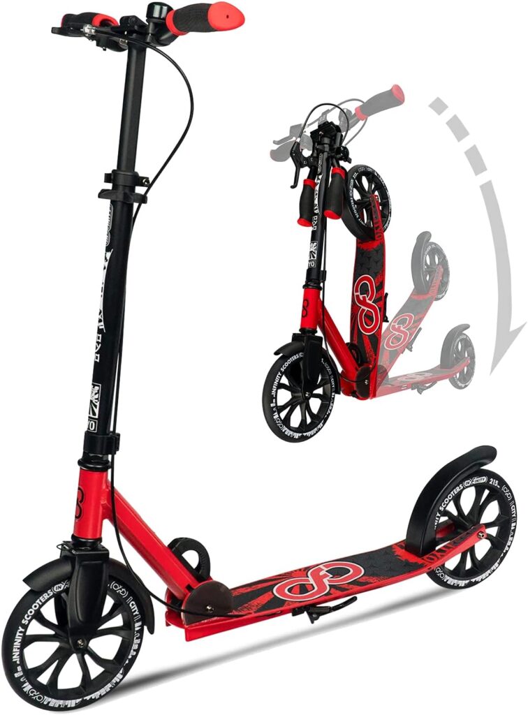 Crazy Skates Foldable Kick Scooter - Kick Scooters for Adults, Teens and Kids with Carrying Strap - Fast Folding, Adjustable Handlebars and Lightweight