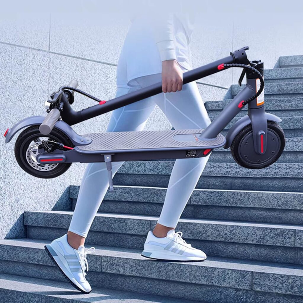 CUNFON Electric Scooter, 8.5 Solid Tires Electric Scooter for Adults, 350W Motor, Up to 19 Miles Long-Range, Portable Folding Commuting Scooter for Adults, UL Safety Certified and App