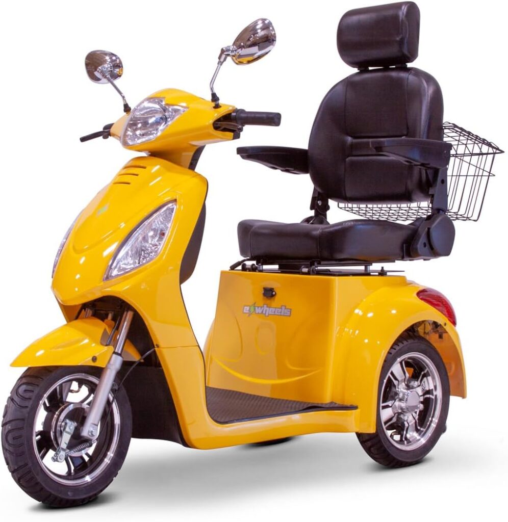 Deluxe Tyrant Fully Assembled Electric Mobility Scooter, for Seniors and Adults, Long Range 43 Miles Battery, High Performance, Yellow