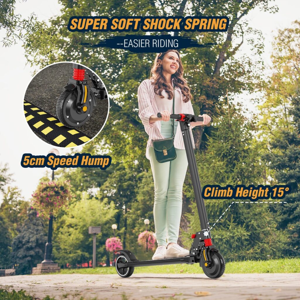 Electric Kick Scooter, Max 15MPH Power by 250W Motor,12/15Miles Range, Commuting E-Scooter, 6.5 Solid Tire,Foldable Scooter for Adults  Teens,Smart APP