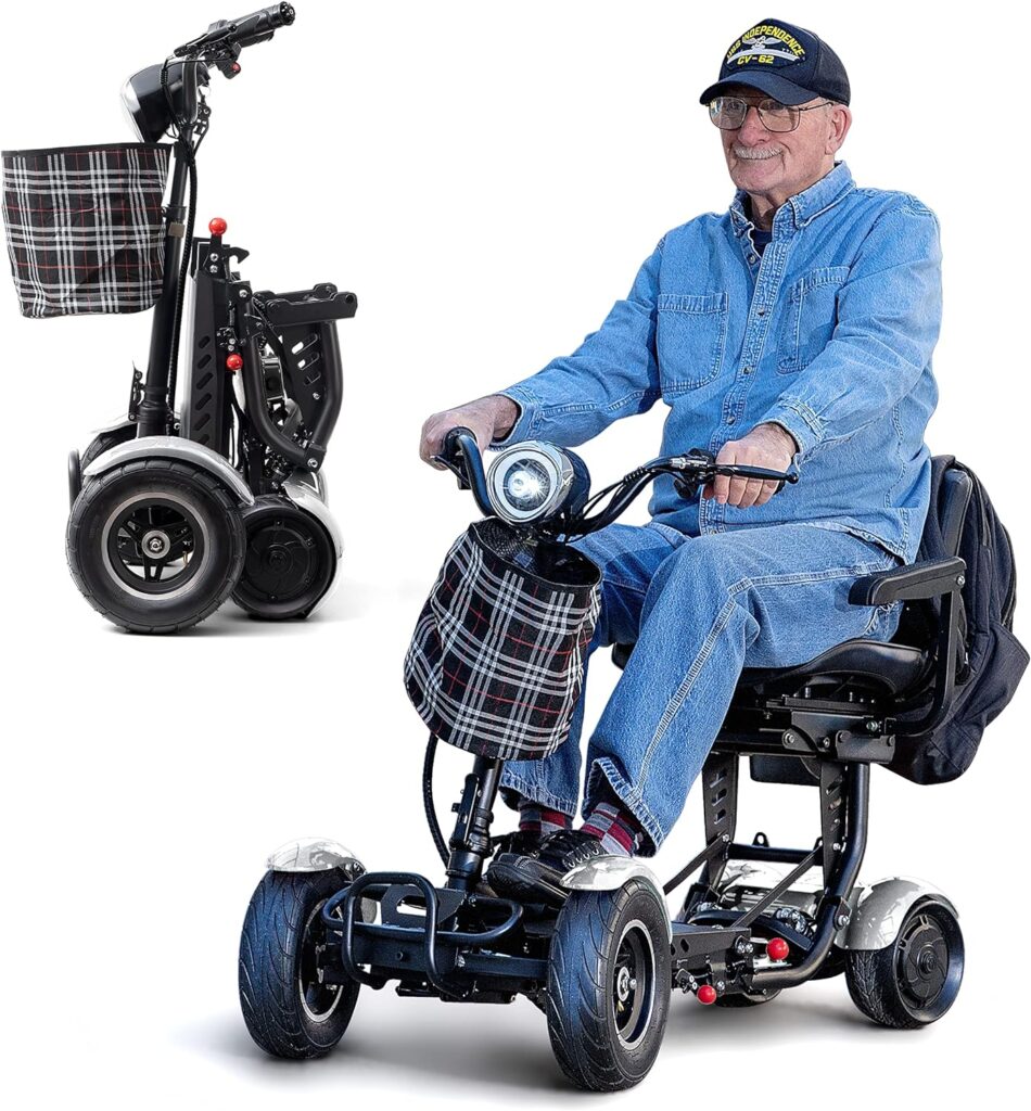 Electric Mobility Scooter, Foldable Long Range Mobility Scooter for Seniors, 4 Wheel Motorized Scooter