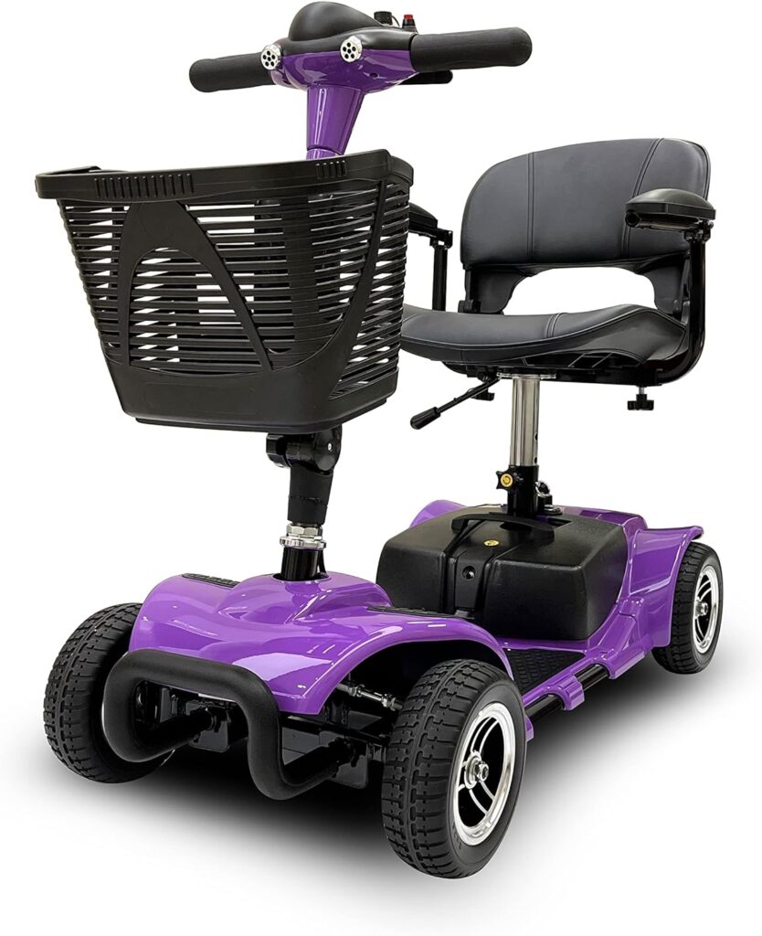 Elifecenter Battery Powered 4 Wheel Mobility Scooter for Seniors-Electric Scooter with Seat for Adults- Heavy Duty Structure for All Terrain Indoor Outdoor (Purple)