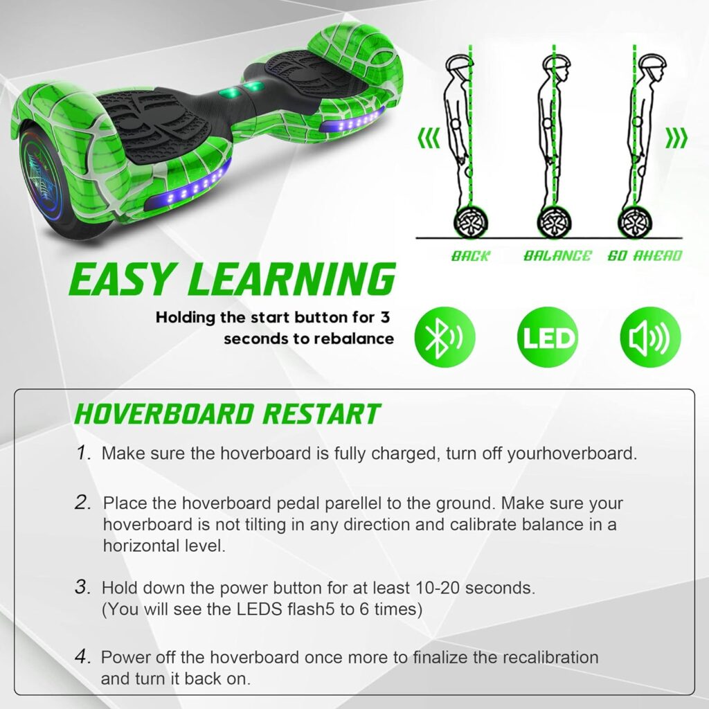 Emaxusa Hoverboard for Kids, with Bluetooth Speaker and LED Lights 6.5 Self Balancing Scooter Hoverboard for Kids Ages 6-12