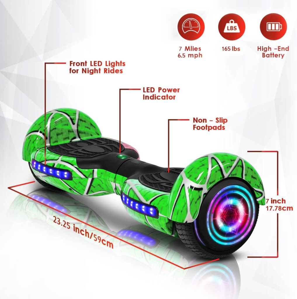 Emaxusa Hoverboard for Kids, with Bluetooth Speaker and LED Lights 6.5 Self Balancing Scooter Hoverboard for Kids Ages 6-12