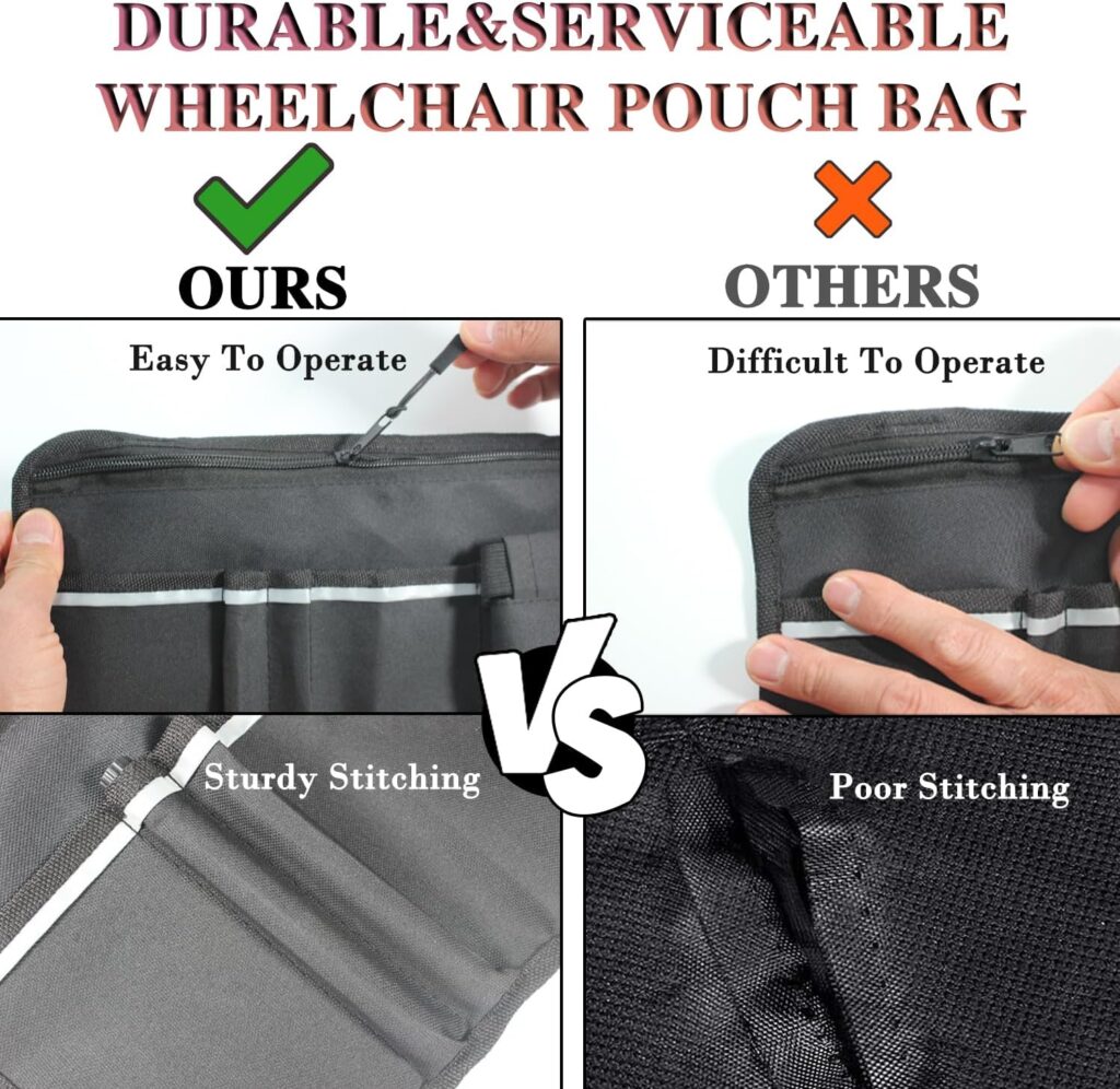 EVEME Wheelchair Side Bag with Cup Holder,Wheelchair Storage Pouch,Wheelchair Pouch Bag,Armrest Accessories for Wheelchair,Rollator,Scooter,Wheelchair Clip on Cup Holder