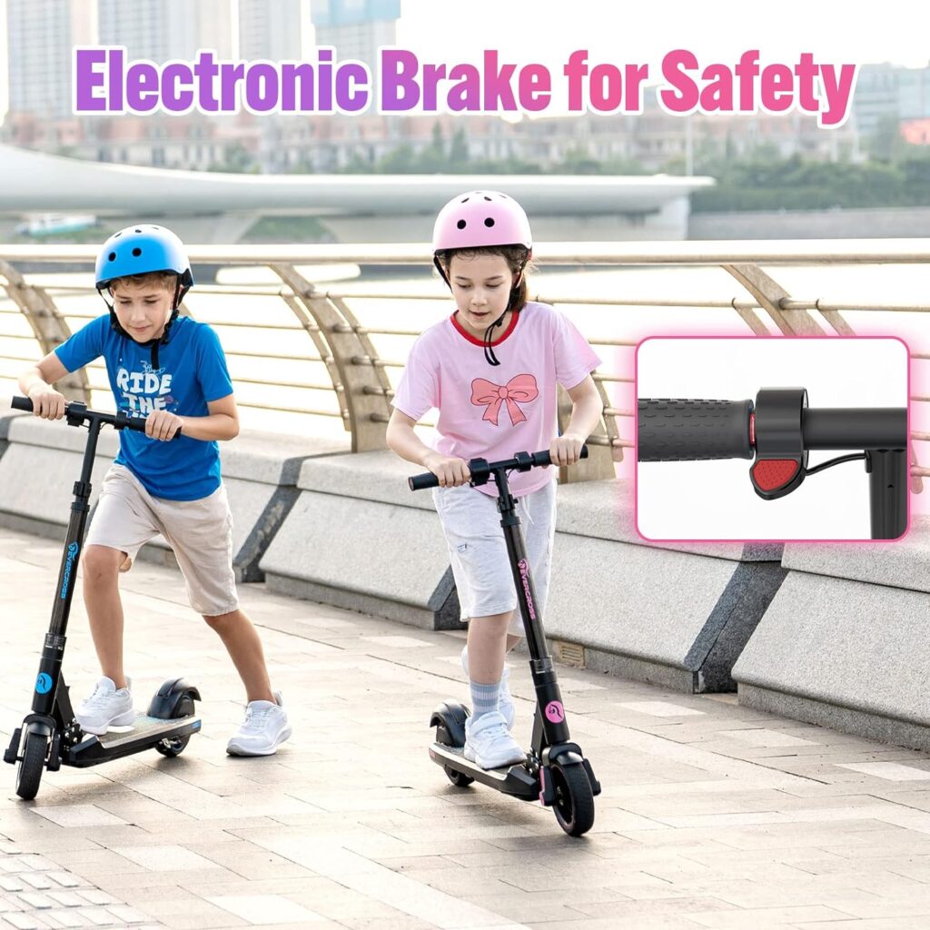 EVERCROSS EV06C Electric Scooter, Foldable Electric Scooter for Kids Ages 6-12, Up to 9.3 MPH  5 Miles, LED Display, Colorful LED Lights, Lightweight Kids Electric Scooter