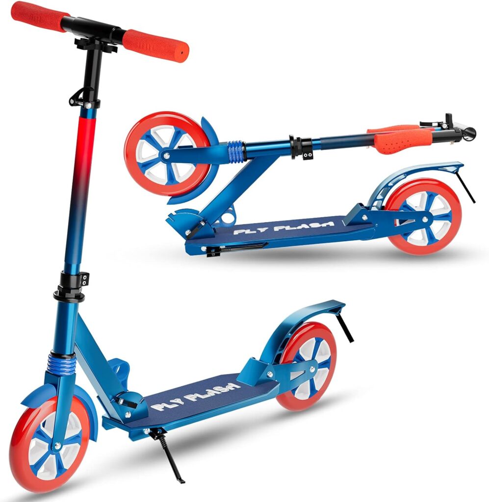 FlyFlash Kids Scooter/Adult Scooter-Scooter for Kids Ages 6-12 and up,Scooter for Adults with Big Wheels, Folding Sport Scooters for Kids,Teens and Adults -300 Lbs Weight Capacity
