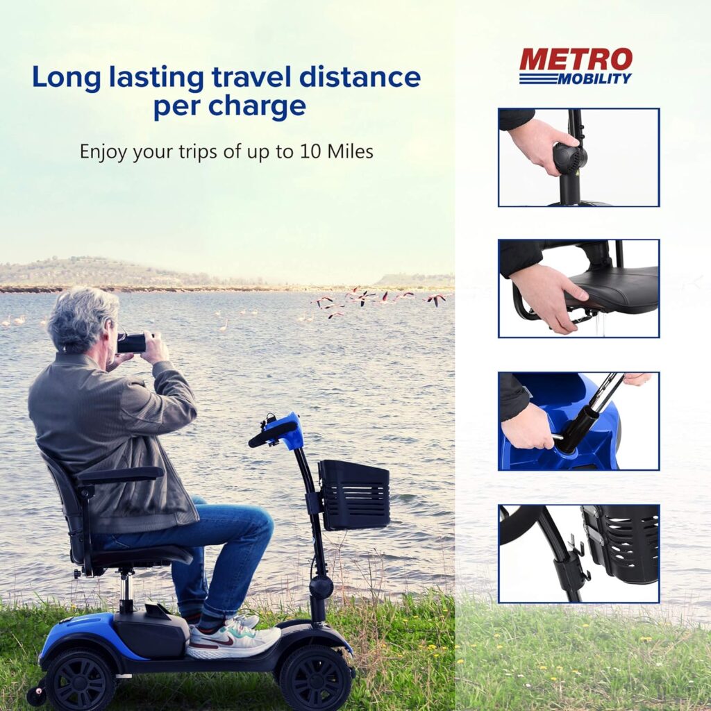 Folding Mobility Scooter for Seniors 4 Wheel Scooter for Adults Electric Medical Scooter Compact for Travel - Electric Powered Wheelchair Device - Compact Heavy Duty Mobile