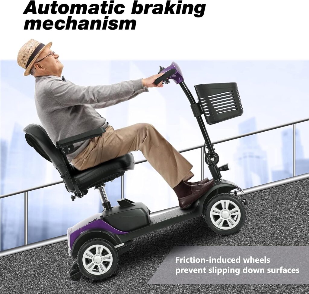 Folding Mobility Scooter for Seniors 4 Wheel Scooter for Adults Electric Medical Scooter Compact for Travel - Electric Powered Wheelchair Device - Compact Heavy Duty Mobile