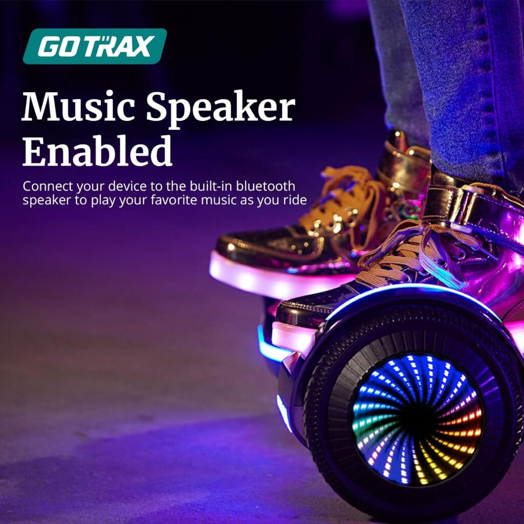 Gotrax Glide/Glide Pro Hoverboard with Music Speaker, LED 6.5 Self Balancing Scooters, Top 6.2mph  4.3/5 Miles Range Power by Dual 200W Motor, UL2272 Certified Electric Hover Board for 44-176lbs