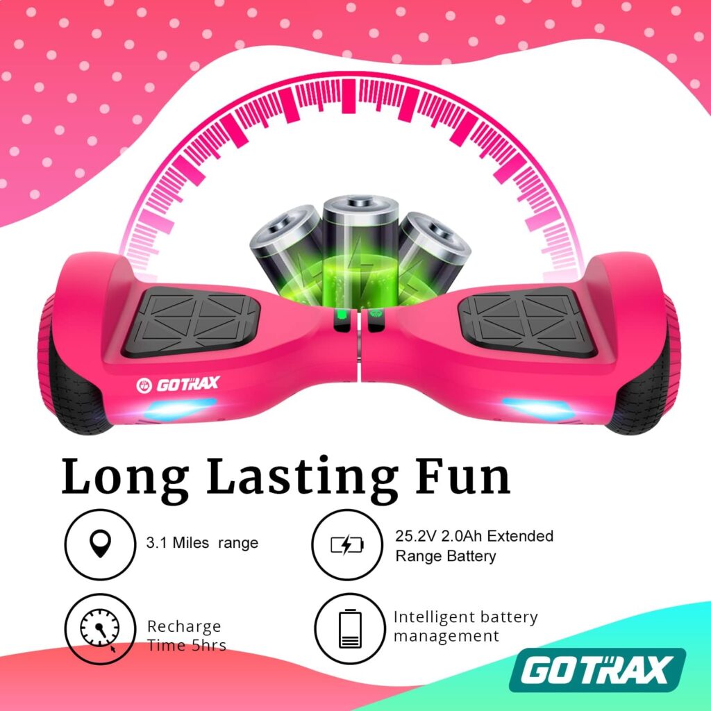 Gotrax Hoverboard with 6.5 LED Wheels  Headlight, Top 6.2mph  3.1 Miles Range Power by Dual 200W Motor, UL2272 Certified and 50.4Wh Battery Self Balancing Scooters for 44-176lbs Kids Adults