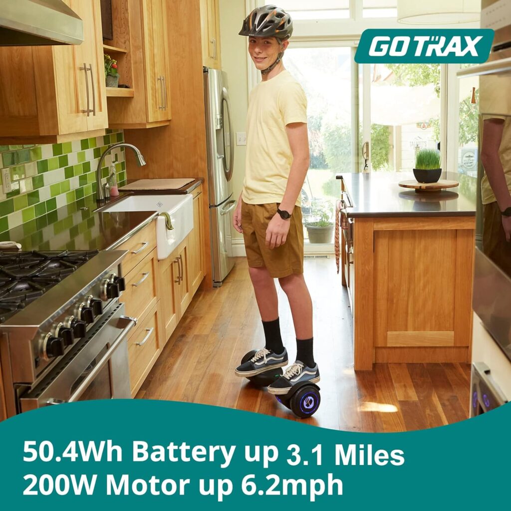 Gotrax Hoverboard with 6.5 LED Wheels  Headlight, Top 6.2mph  3.1 Miles Range Power by Dual 200W Motor, UL2272 Certified and 50.4Wh Battery Self Balancing Scooters for 44-176lbs Kids Adults