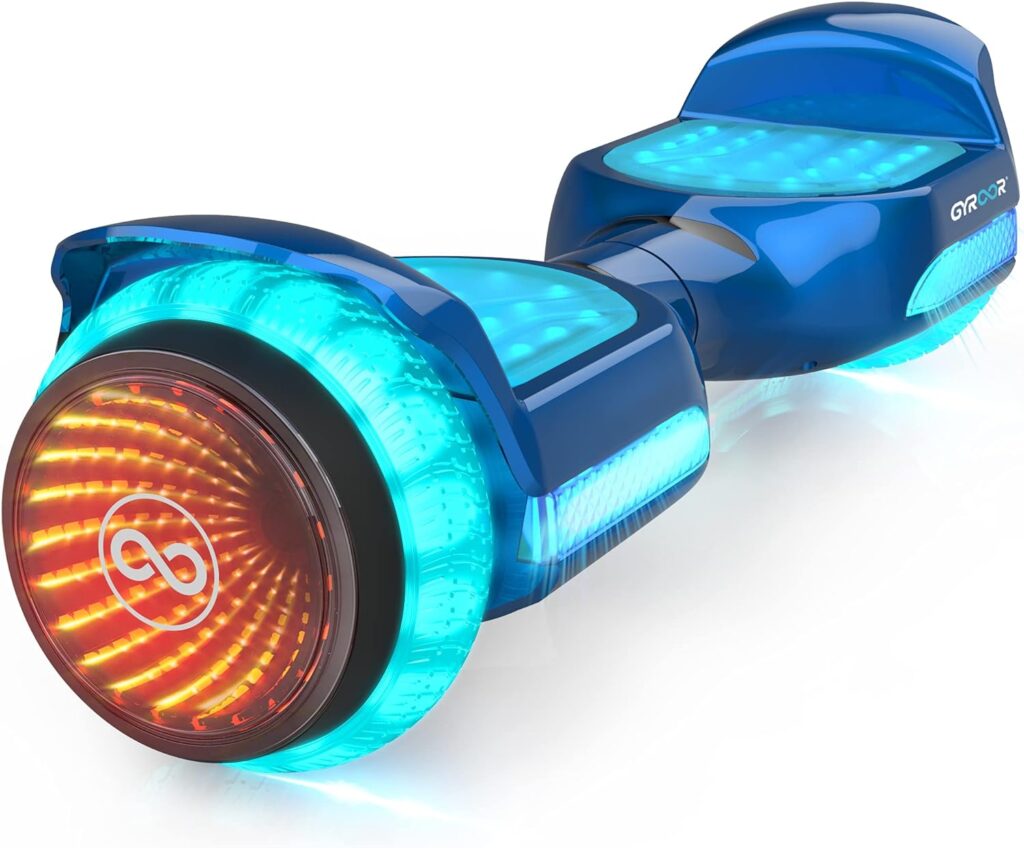 Gyroor Hoverboard Off Road All Terrian 6.5 Two-Wheel G11 Flash LED Light Self Balancing Hoverboards with Bluetooth Music Speaker and UL 2272 Certified for Kids Adults Gift.