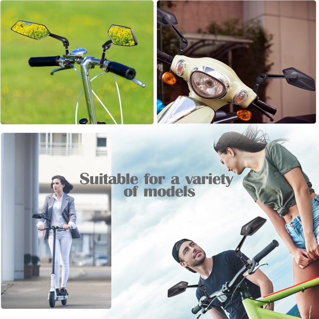 Handlebar Bike Mirror, HD Blast-Resistant, Adjustable Rotatable Rearview Bicycle Mirror (2PCS) (Fan)