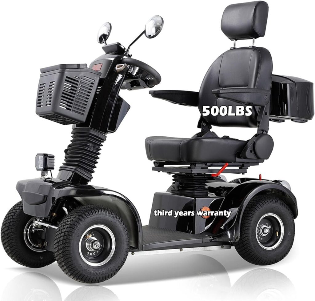 Heavy-Duty 4 Wheel Mobility Scooters for Seniors Adults with 800W 3Speed Travel Long Range Electric Battery Powered Scooter Medical Mobility Weight Capacity of 500lbs Adjustable seat Rear Basket Black