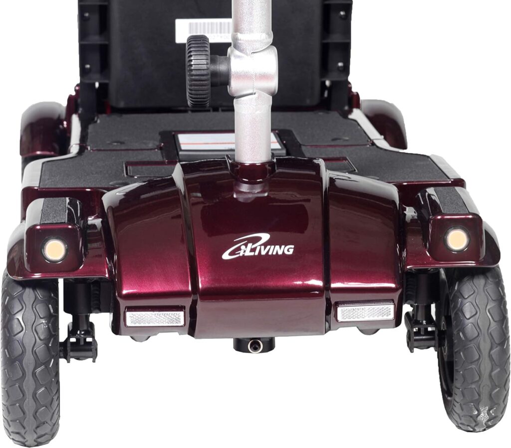 iLiving i3 Foldable Electric Scooter Mobility for Seniors and Adults, Alternative to Wheelchair, Portable and Travel Friendly – Upgraded Seat, 17 Inch, 53 Pounds (Burgundy)