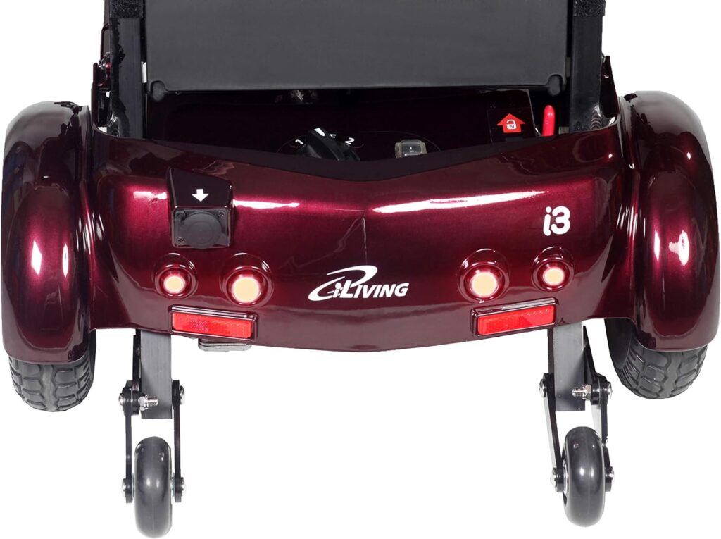 iLiving i3 Foldable Electric Scooter Mobility for Seniors and Adults, Alternative to Wheelchair, Portable and Travel Friendly – Upgraded Seat, 17 Inch, 53 Pounds (Burgundy)